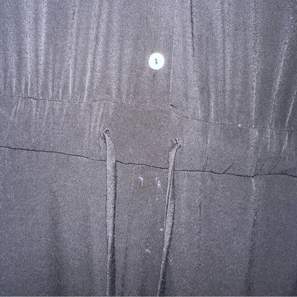 Brigette Brianna M Black Wrinkle-Free Jumpsuit Button-Down Elastic Waist Pockets - Picture 5 of 13